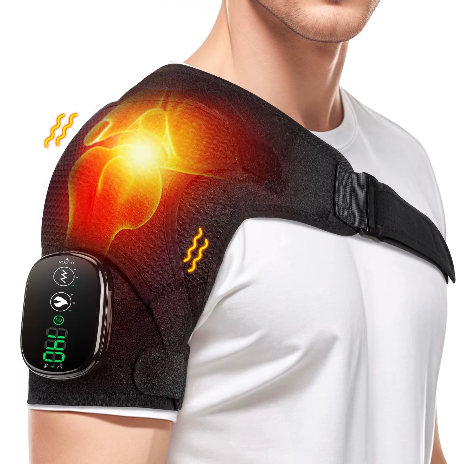 Electric Heating Shoulder Massage Belt Back Shoulder Brace Shoulder Support Adjustable Led Hot Compress Heating Shoulder Shawl